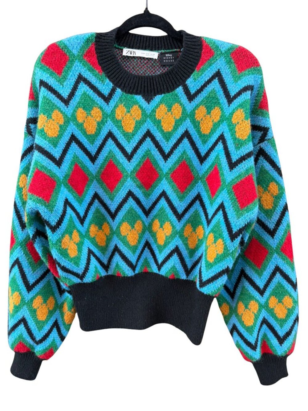 Zara x Disney Mickey Mouse Fair Isle Sweater Colorful Knit Medium